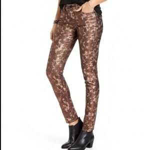 Else Skinny Jeans Womens 31W 30.5L Metallic Bronze Copper Slim Cotton Pants Sexy